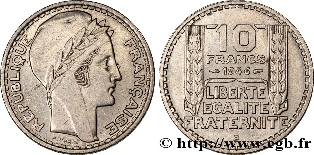 10 francs Turin, grosse tête, rameaux longs 1946 Beaumont-Le-Roger F.361/4 VZ60 