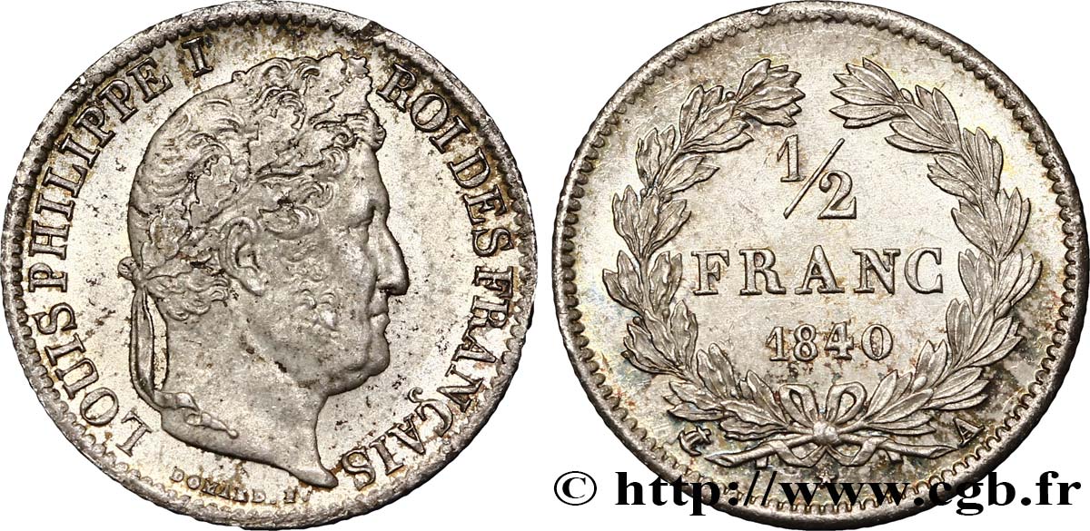 1/2 franc Louis-Philippe 1840 Paris F.182/83 AU55 
