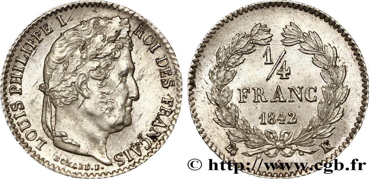 1/4 franc Louis-Philippe 1842 Bordeaux F.166/91 VZ60 
