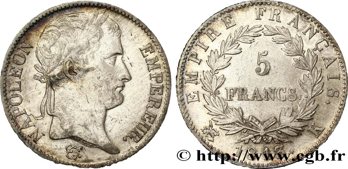 5 francs Napoléon Empereur, Empire français 1813 Bordeaux F.307/66 MBC45 