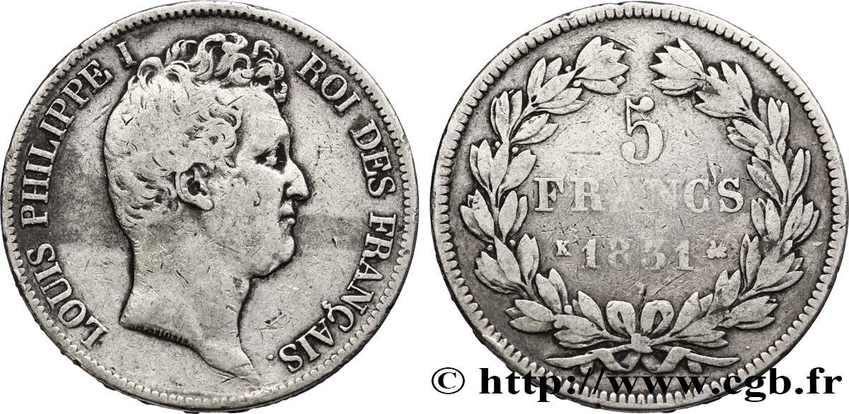 5 francs type Tiolier avec le I, tranche en creux 1831 Bordeaux F.317/1 S22 