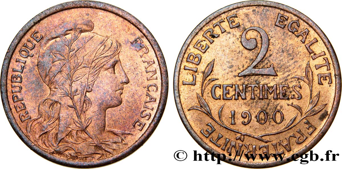 2 centimes Daniel-Dupuis 1900 Paris F.110/4 VZ58 