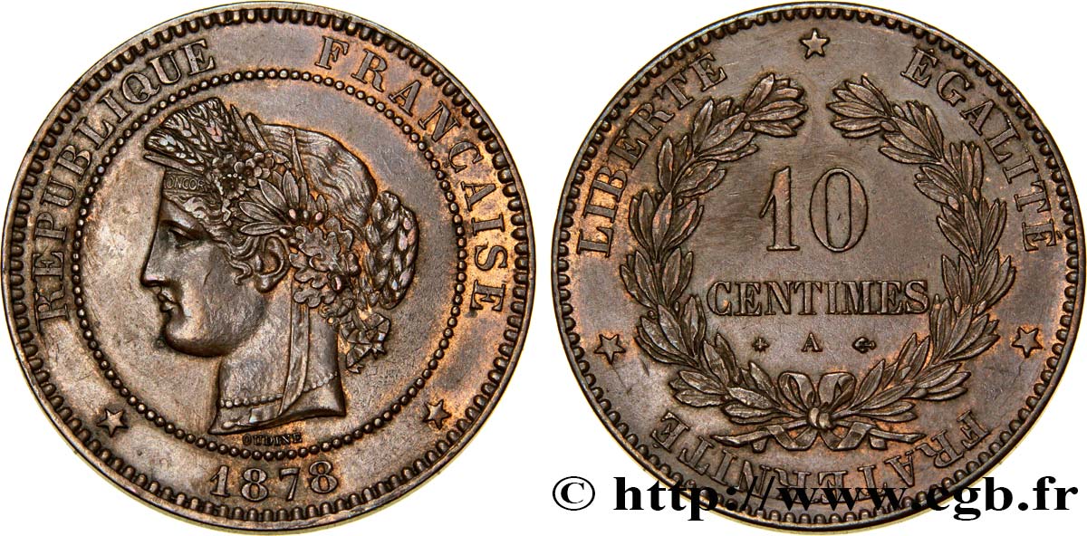 10 centimes Cérès 1878 Paris F.135/20 SS50 