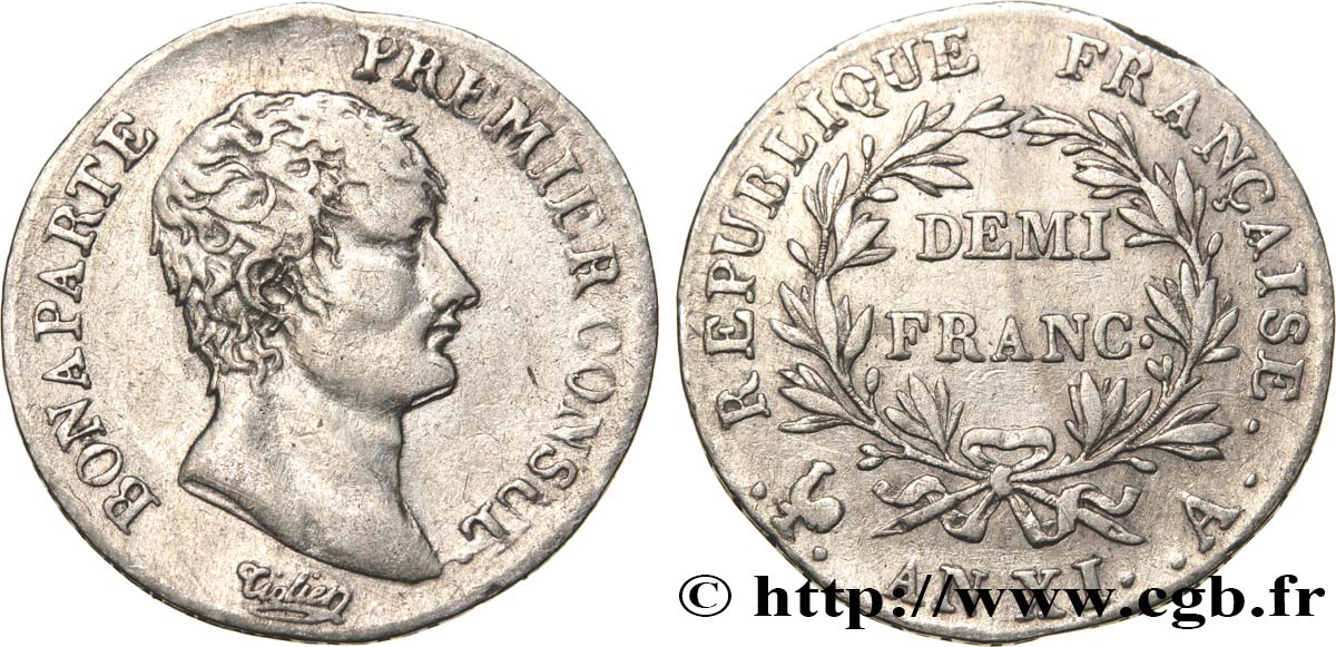 Demi-franc Bonaparte Premier Consul 1803 Paris F.173/1 XF40 