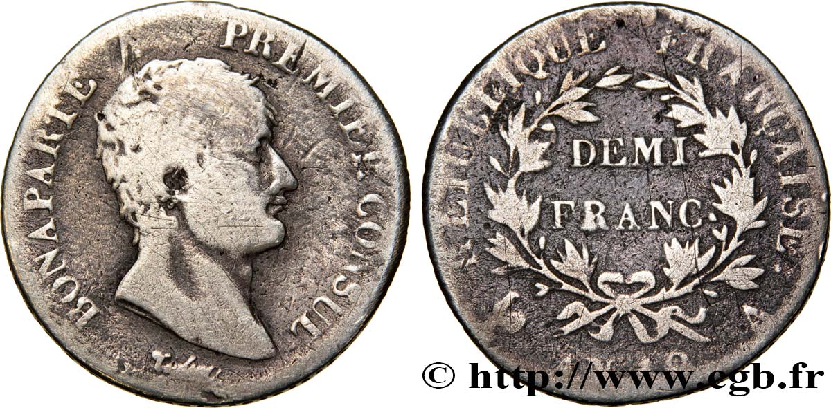 Demi-franc Bonaparte Premier Consul 1804 Paris F.173/2 F12 