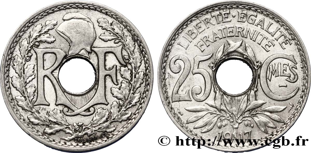 25 centimes Lindauer, Cmes souligné 1917 Paris F.170/5 BB45 