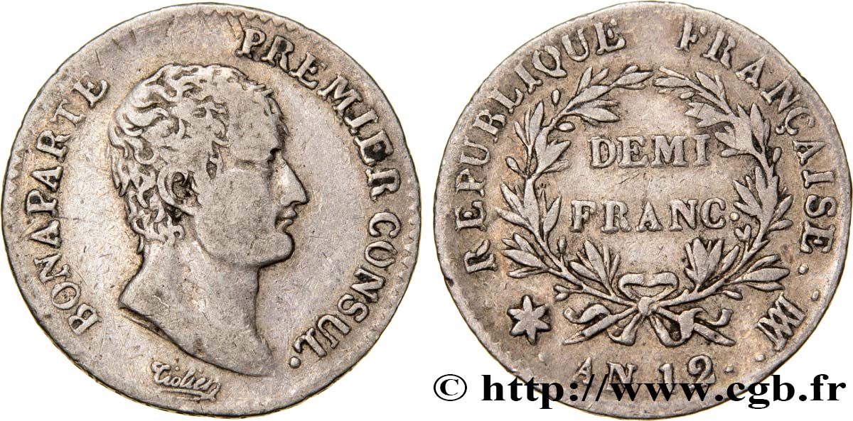 Demi-franc Bonaparte Premier Consul 1804 Marseille F.173/11 TB30 