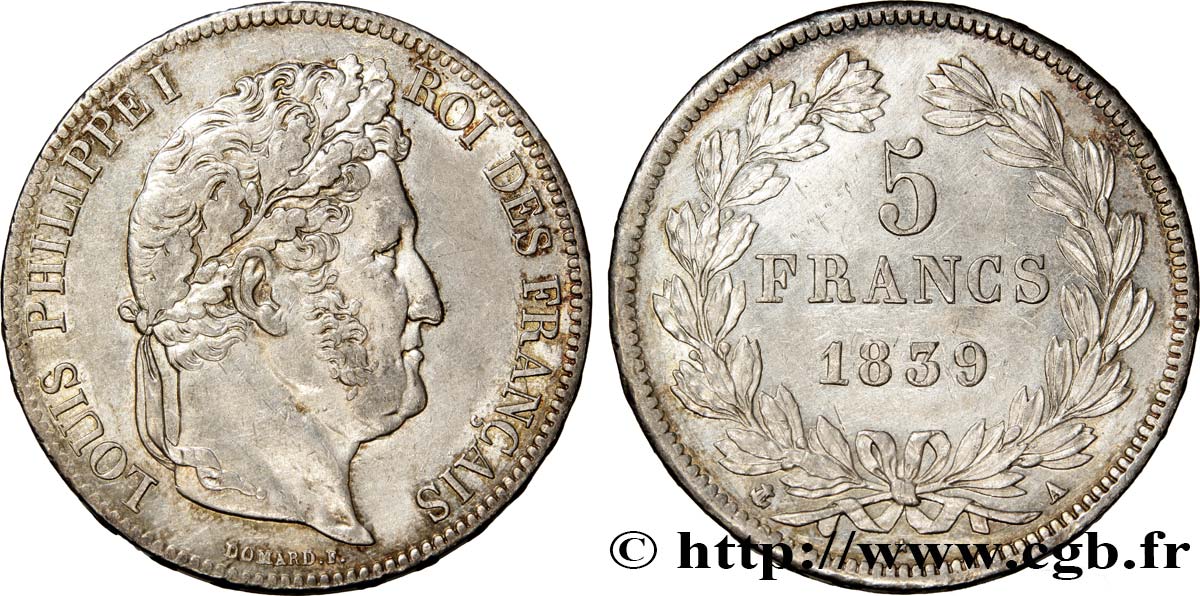 5 francs IIe type Domard 1839 Paris F.324/75 TTB48 