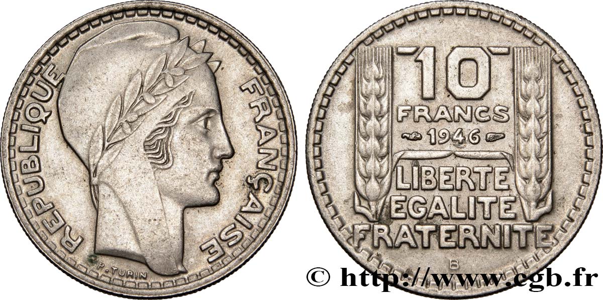 10 francs Turin, grosse tête, rameaux longs 1946 Beaumont-Le-Roger F.361/4 MBC45 