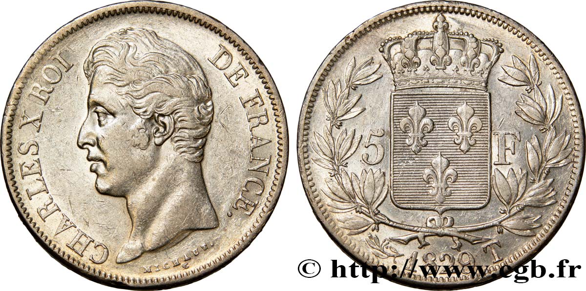 5 francs Charles X, 2e type 1829 Nantes F.311/38 MBC48 