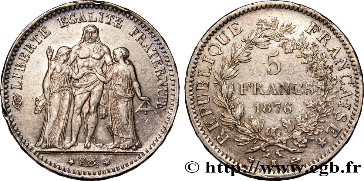 5 francs Hercule 1876 Bordeaux F.334/18 BB48 