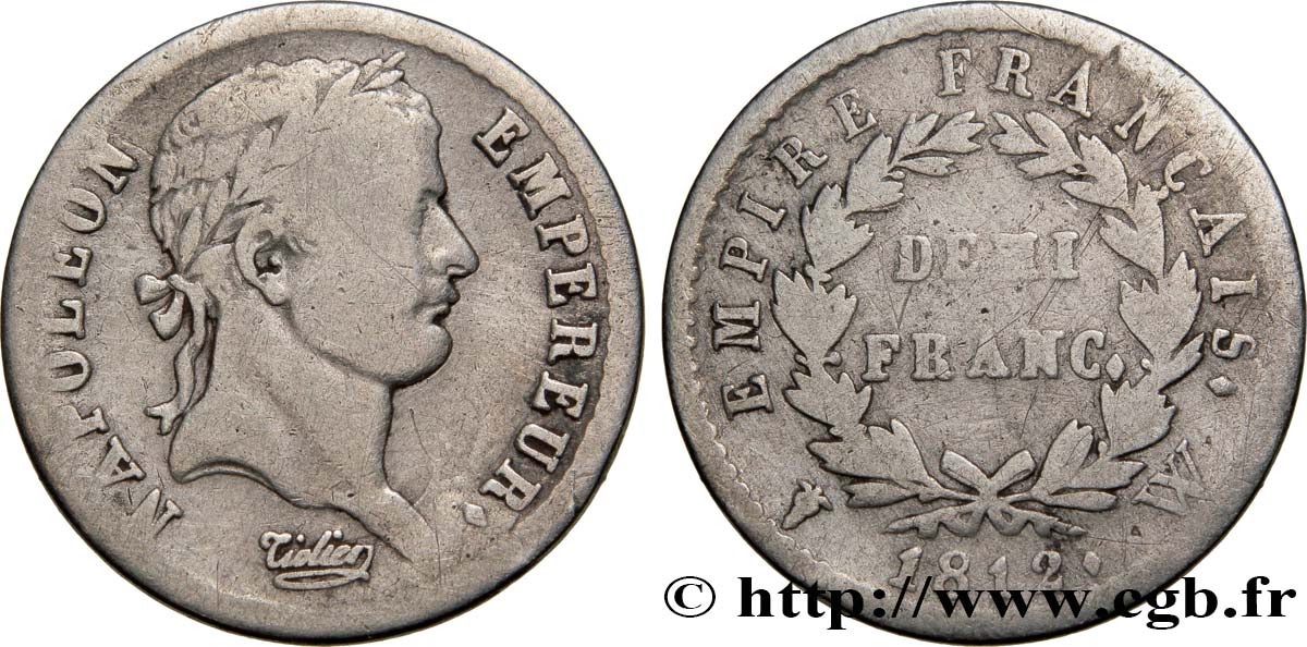 Demi-franc Napoléon Ier tête laurée, Empire français 1812 Lille F.178/48 BC20 