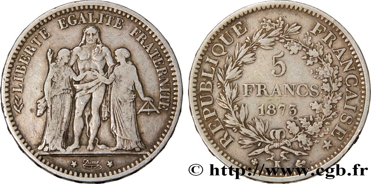 5 francs Hercule 1873 Bordeaux F.334/11 VF25 