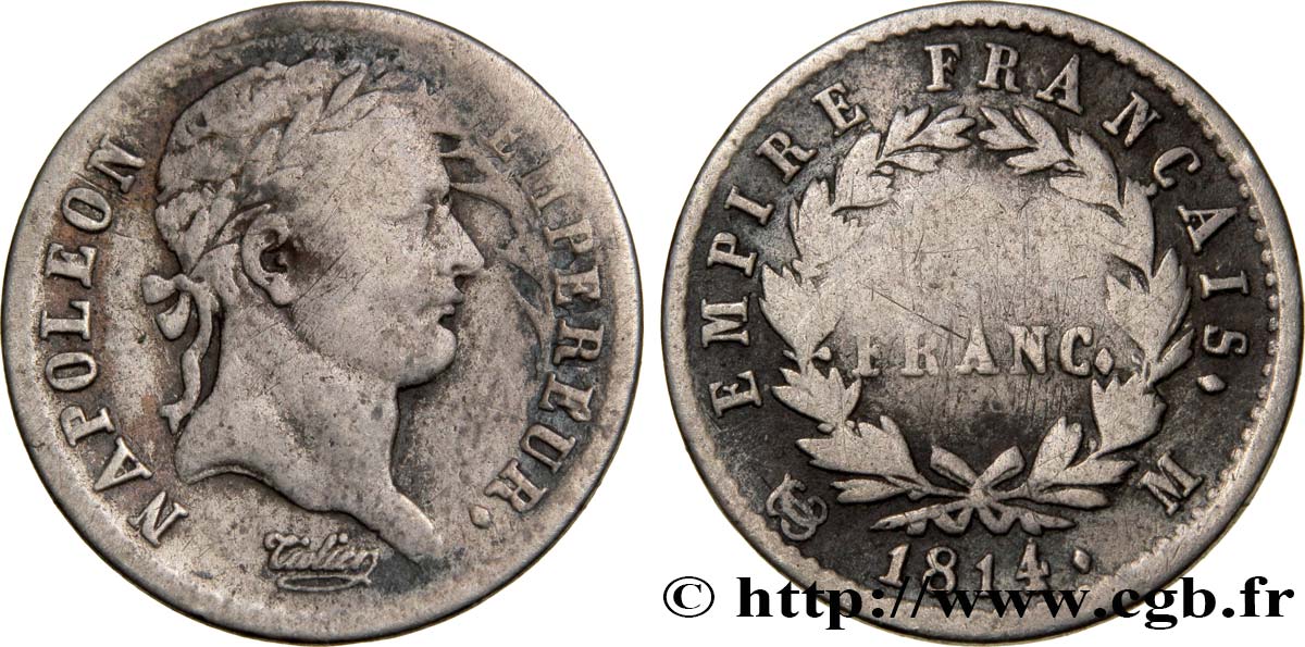 Demi-franc Napoléon Ier tête laurée, Empire français 1814 Toulouse F.178/64 F15 