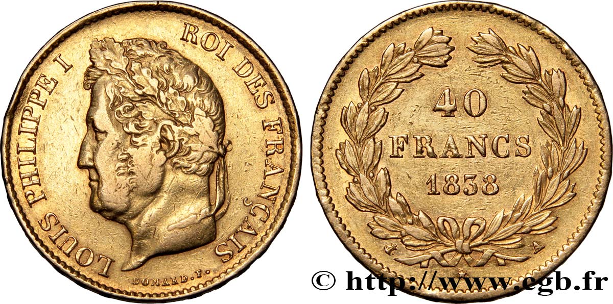 40 francs or Louis-Philippe 1838 Paris F.546/11 TTB40 