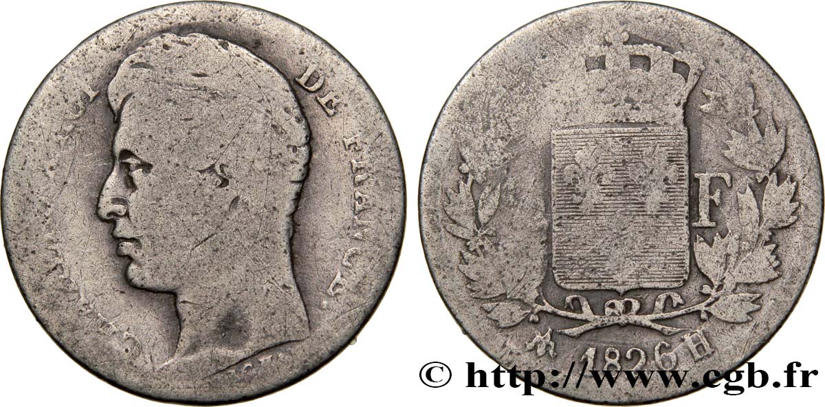 1/2 franc Charles X 1826 La Rochelle F.180/6 G6 
