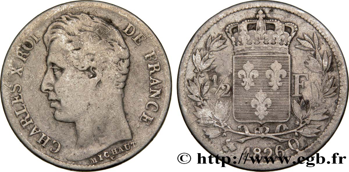 1/2 franc Charles X 1826 Perpignan F.180/11 S15 