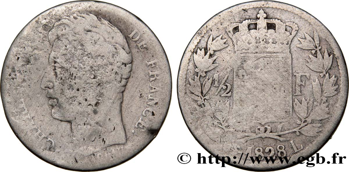 1/2 franc Charles X 1828 Bayonne F.180/32 AB4 