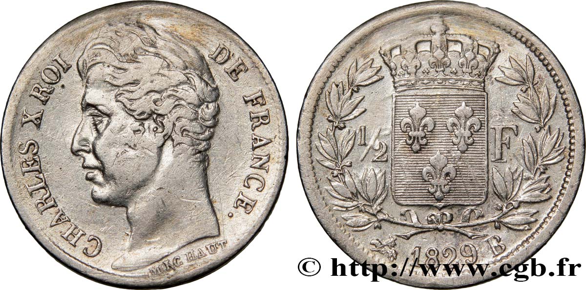 1/2 franc Charles X 1829 Rouen F.180/38 SS43 