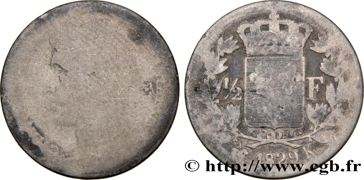 1/2 franc Charles X 1829 Bordeaux F.180/43 q.B3 