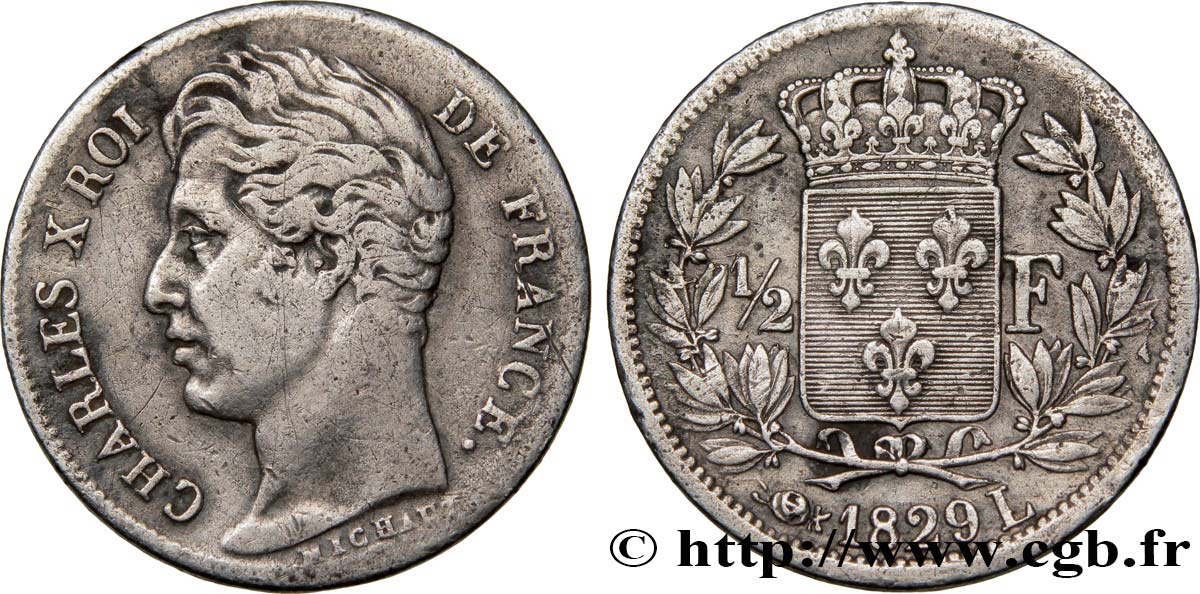 1/2 franc Charles X 1829 Bayonne F.180/44 MBC40 