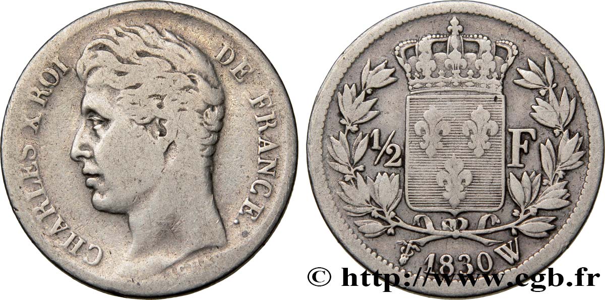 1/2 franc Charles X 1830 Lille F.180/54 BC20 