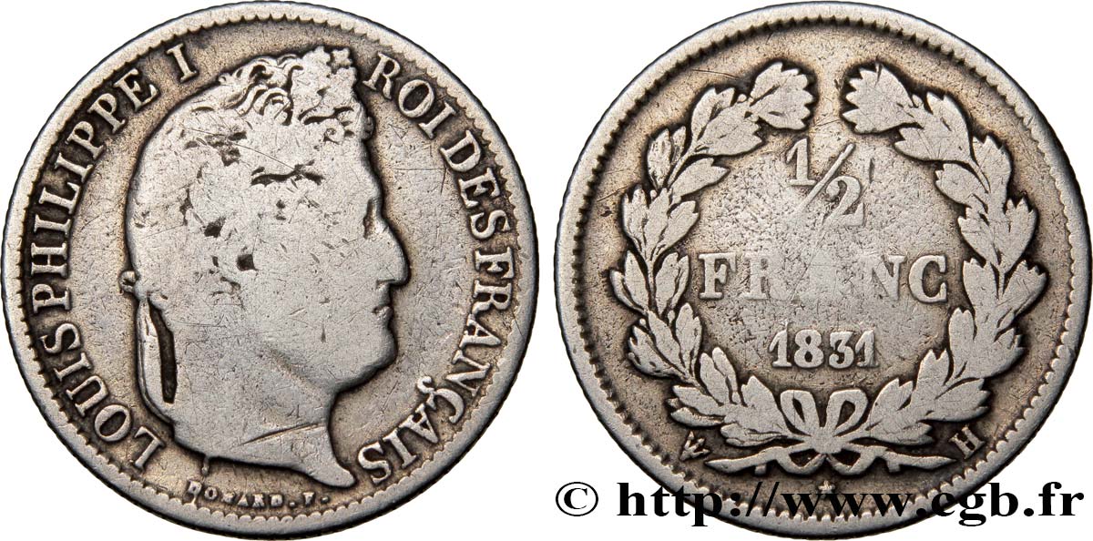 1/2 franc Louis-Philippe 1831 La Rochelle F.182/5 VG10 