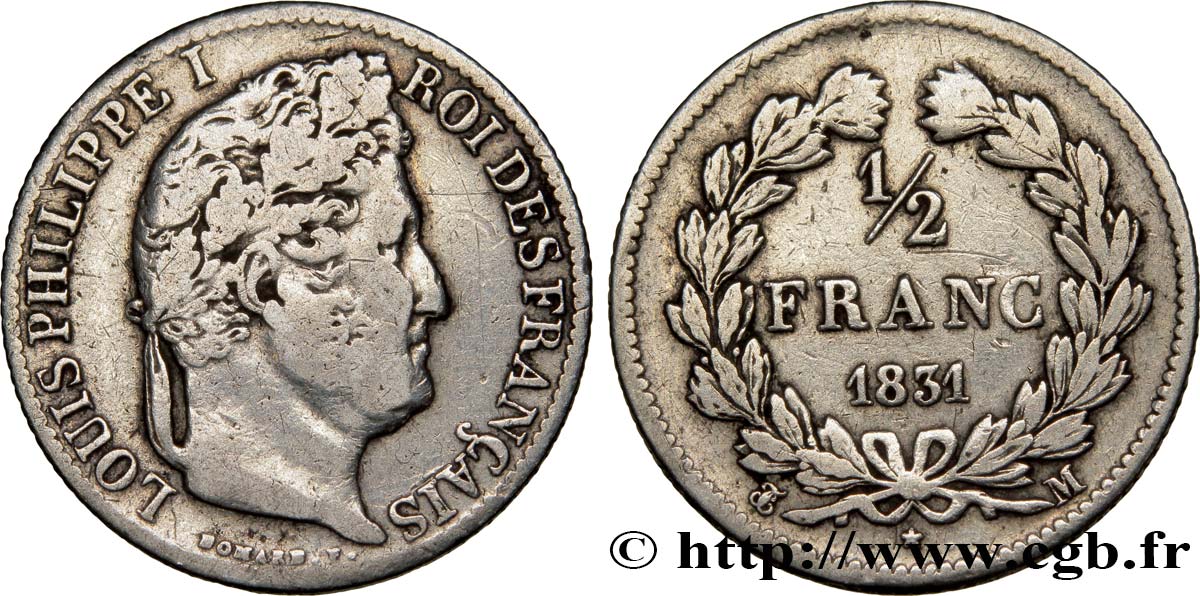 1/2 franc Louis-Philippe 1831 Toulouse F.182/9 TB25 