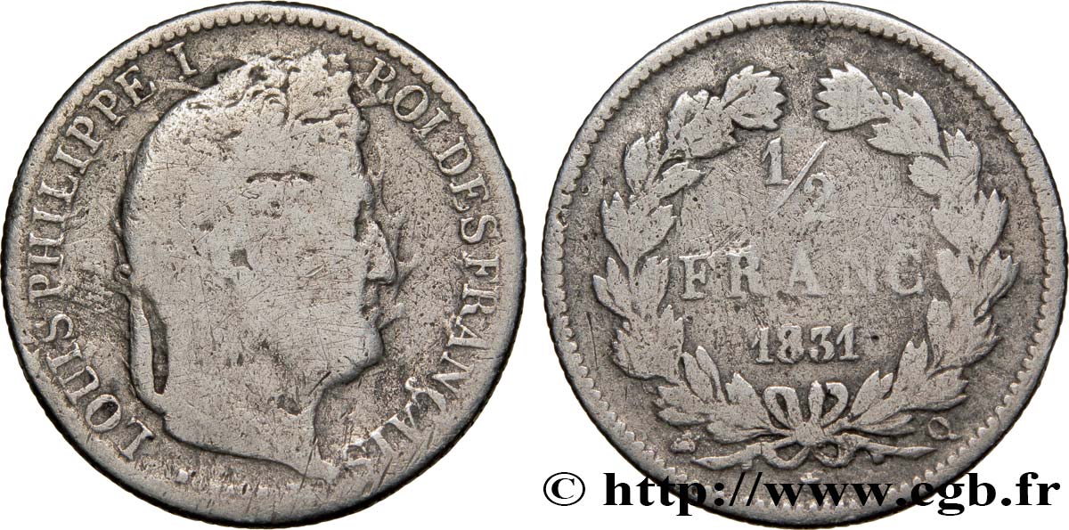 1/2 franc Louis-Philippe 1831 Perpignan F.182/11 q.B5 