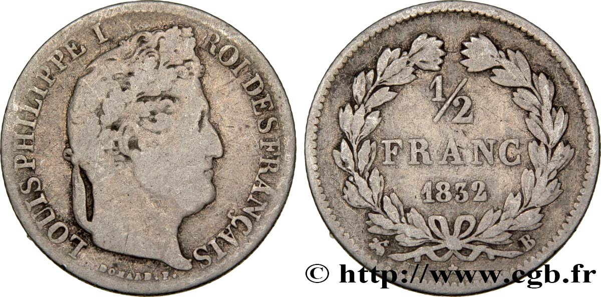 1/2 franc Louis-Philippe 1832 Rouen F.182/16 S18 