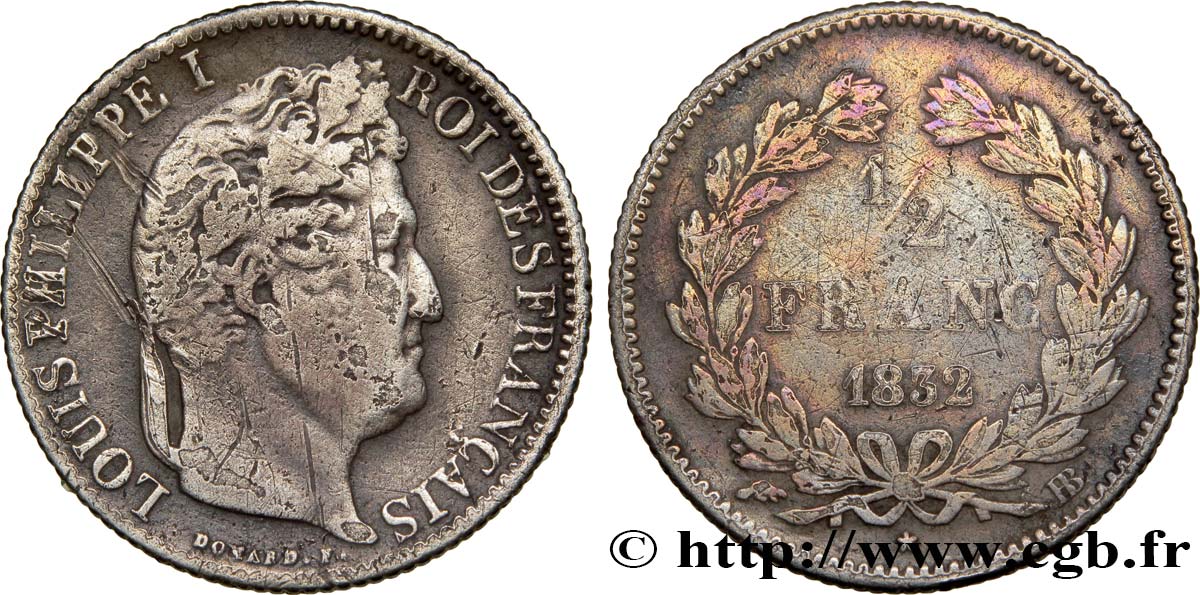 1/2 franc Louis-Philippe 1832 Strasbourg F.182/17 TB18 