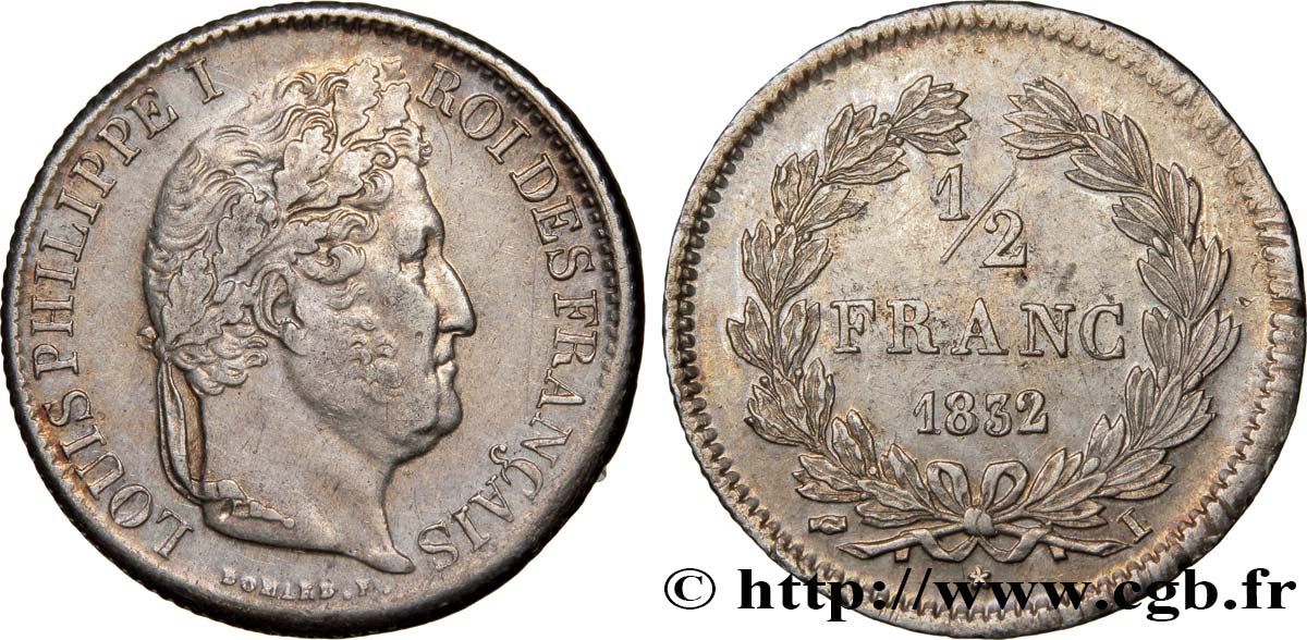 1/2 franc Louis-Philippe 1832 Limoges F.182/20 AU50 