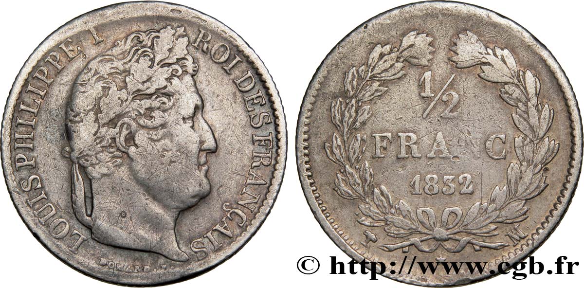 1/2 franc Louis-Philippe 1832 Marseille F.182/24 VF25 
