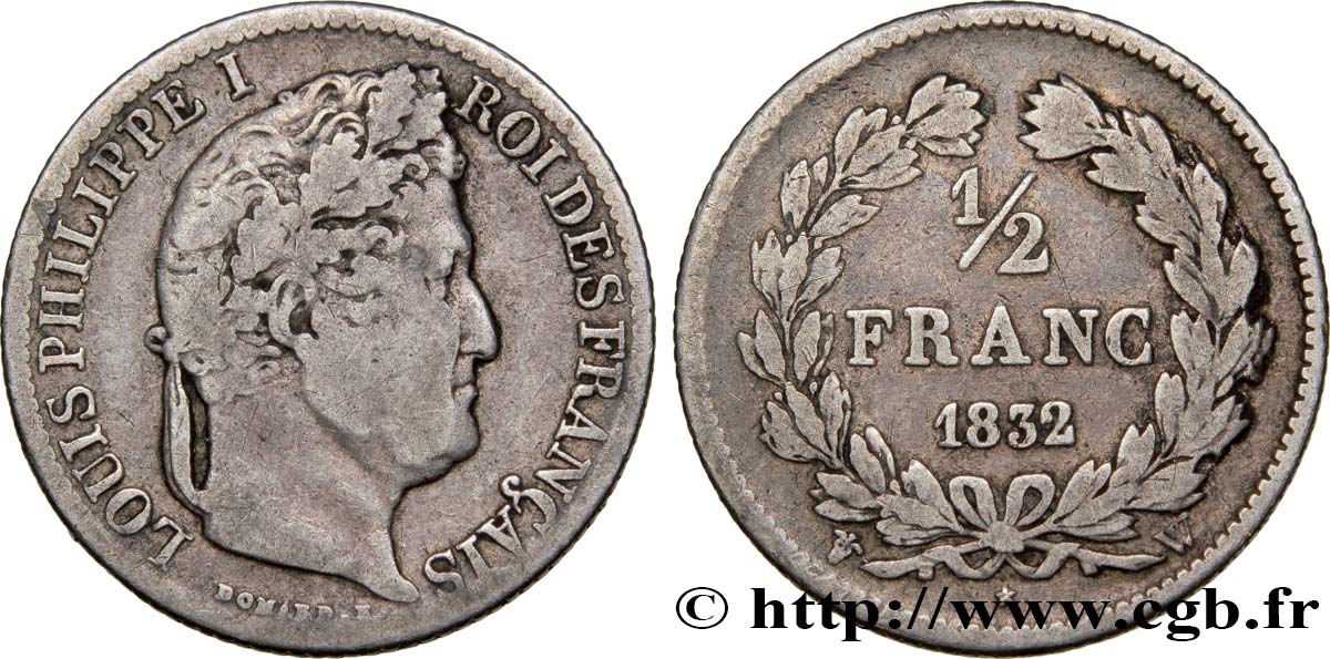 1/2 franc Louis-Philippe 1832 Lille F.182/28 TB30 