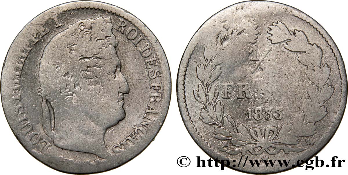 1/2 franc Louis-Philippe 1833 Paris F.182/29 RC6 