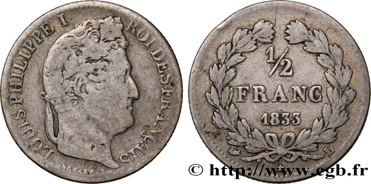 1/2 franc Louis-Philippe 1833 Bayonne F.182/35 MB22 