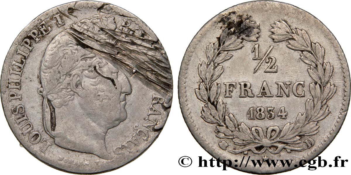 1/2 franc Louis-Philippe 1834 Lyon F.182/43 fS 