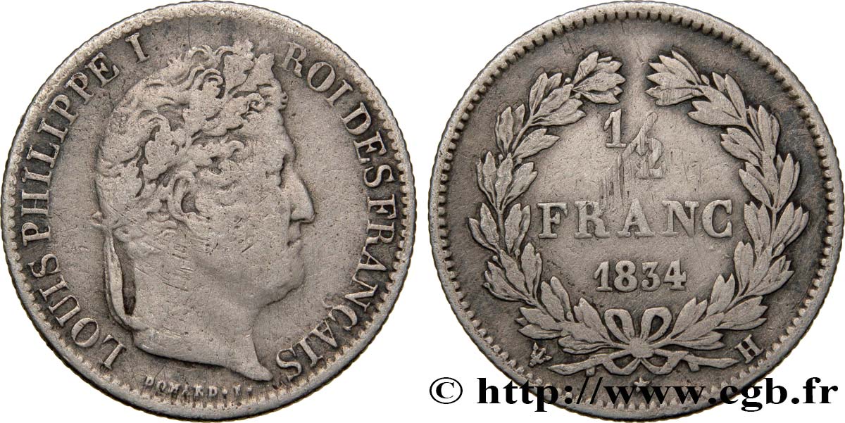 1/2 franc Louis-Philippe 1834 La Rochelle F.182/44 TB25 