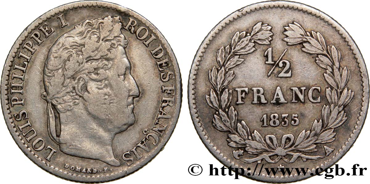 1/2 franc Louis-Philippe 1835 Paris F.182/53 TTB40 