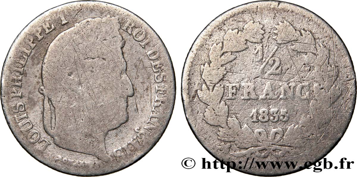 1/2 franc Louis-Philippe 1835 Rouen F.182/55 SGE6 