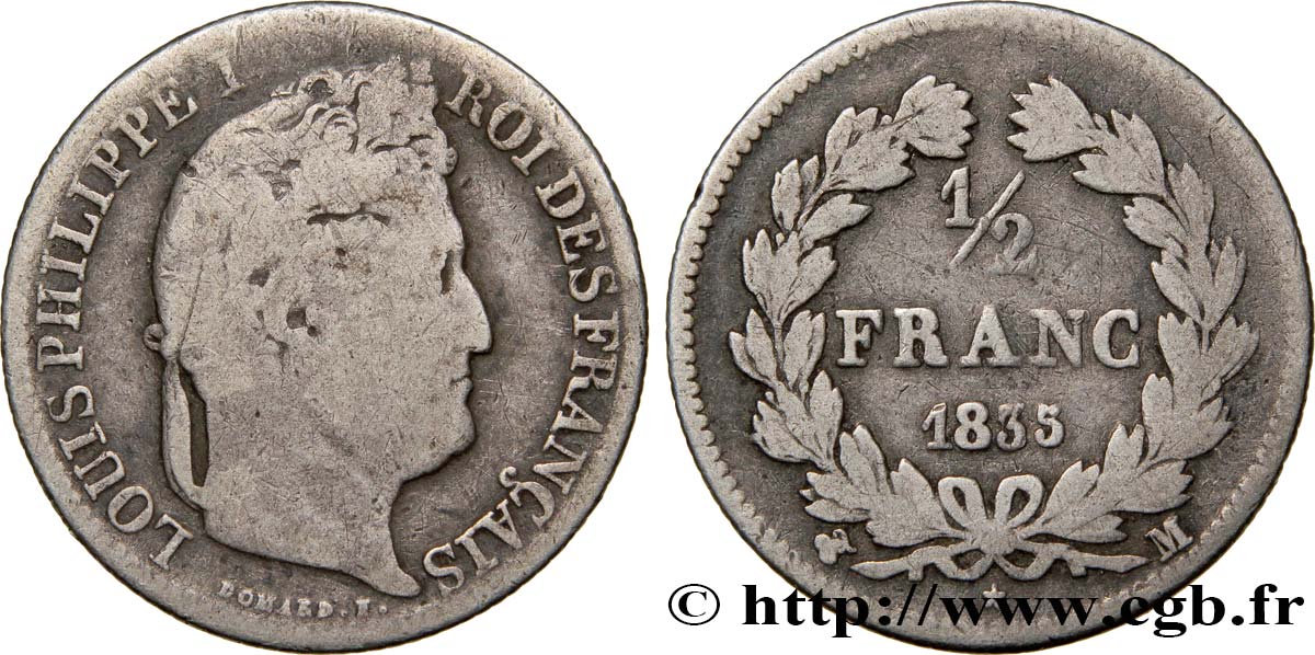 1/2 franc Louis-Philippe 1835 Toulouse F.182/59 TB15 