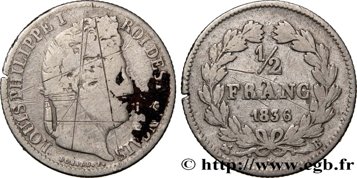 1/2 franc Louis-Philippe 1836 Rouen F.182/63 RC8 