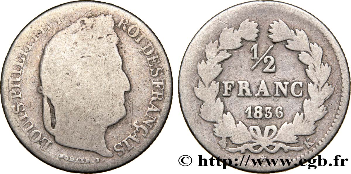 1/2 franc Louis-Philippe 1836 Bordeaux F.182/66 G6 