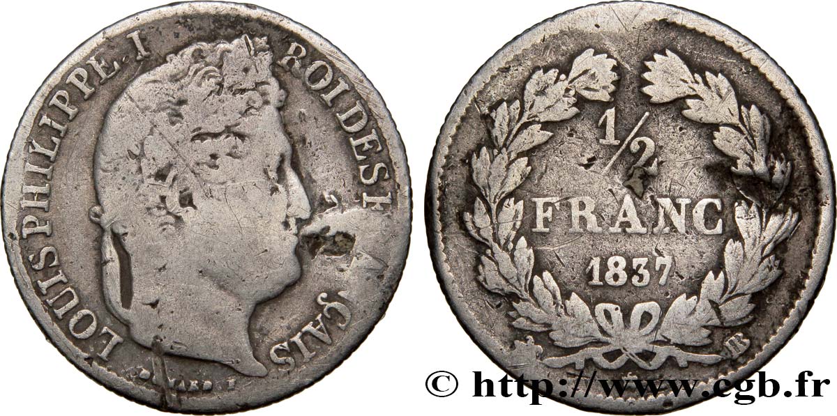 1/2 franc Louis-Philippe 1837 Strasbourg F.182/69 BC15 