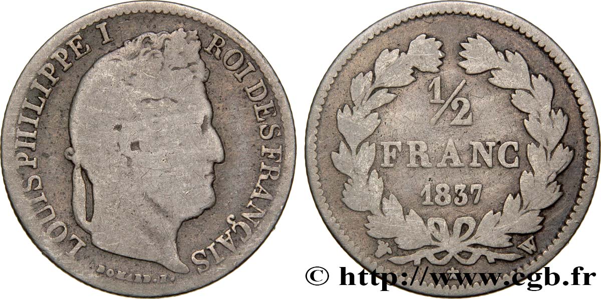 1/2 franc Louis-Philippe 1837 Lille F.182/72 RC8 