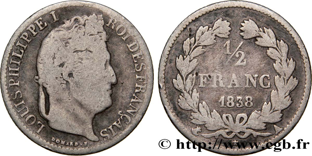 1/2 franc Louis-Philippe 1838 Paris F.182/73 RC10 