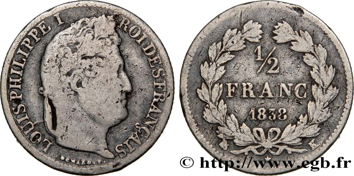 1/2 franc Louis-Philippe 1838 Bordeaux F.182/76 BC15 