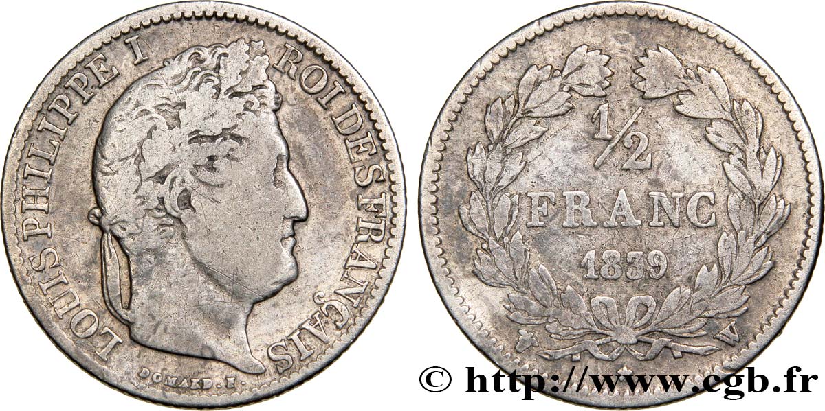 1/2 franc Louis-Philippe 1839 Lille F.182/82 BC20 