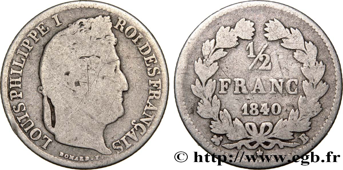 1/2 franc Louis-Philippe 1840 Rouen F.182/84 B10 