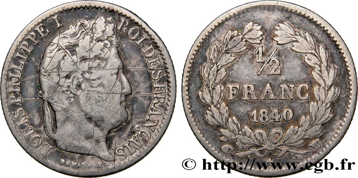1/2 franc Louis-Philippe 1840 Lille F.182/88 F12 